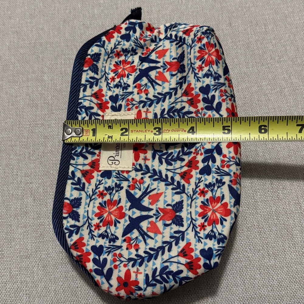 Like New Primrose Hill MakeUp Bag-Red/Navy/Cream Print-ZipTop - Picture 10 of 11